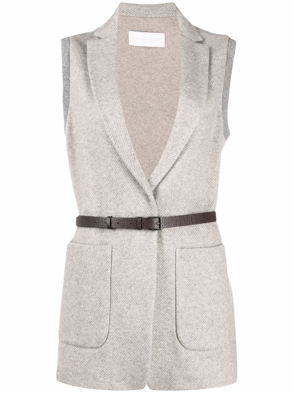 Fabiana Filippi - belted-waist vest - women - Cashmere/Virgin Wool/Leather/Silk - 42 - Grey