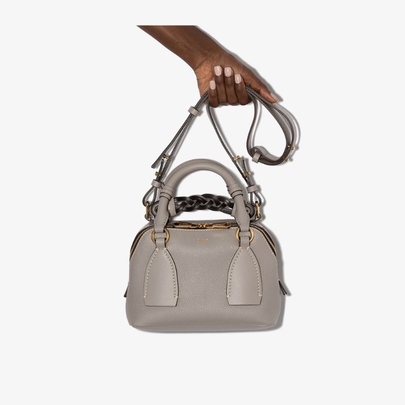 Chloé Womens Grey Daria Plait Detail Top Handle Bag