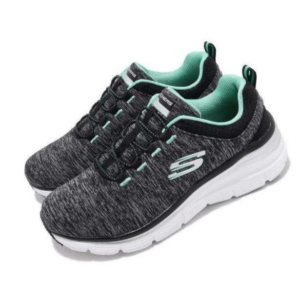 SKECHERS FASHION FIT 黑綠運動鞋 女款-NO.12716BKTQ