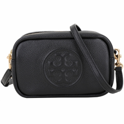 TORY BURCH Perry Bombe T字盾牌雙層拉鍊相機包(黑色)
