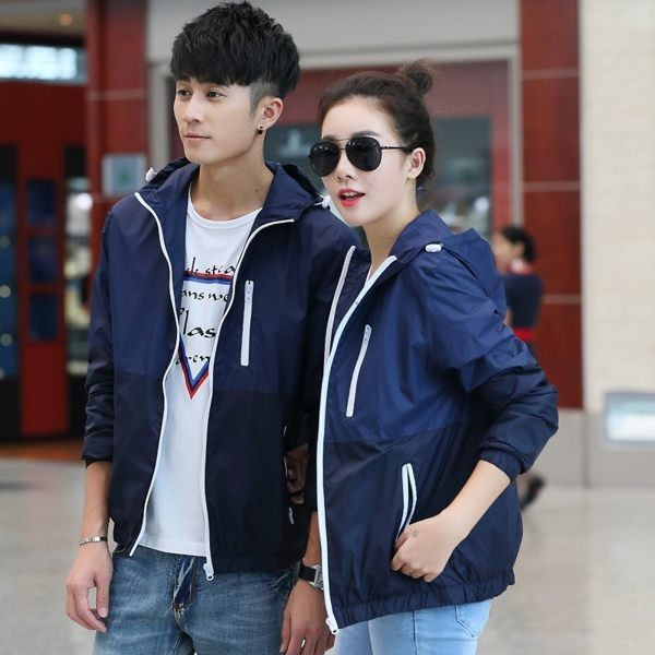 中大尺碼春秋薄款男士風衣外套情侶休閒運動連帽防水防風青少年外衣服634-602-奇幻樂園