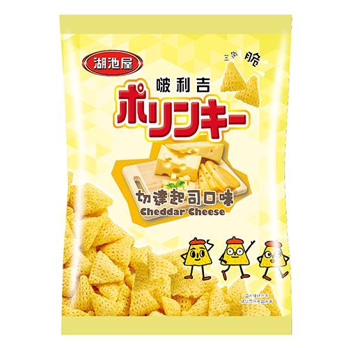 ◆ 日本湖池屋株式會社與台灣華元公司合資設立台灣湖池屋公司在台技術合作生產 ◆ 天然風味以粗玉米澱粉獨法製作之點心，溫和口感又略帶鹹味的起司味，絕對完美最佳搭配 ◆ 引進自90年代起已暢銷日本當地的人