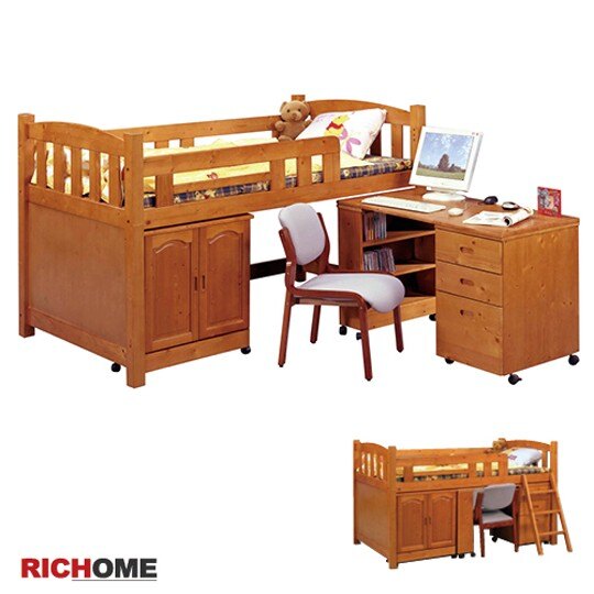 貝克漢書桌型床組(宅配+組裝) 床架/書桌/儲藏櫃/不含椅子【BE184】RICHOME