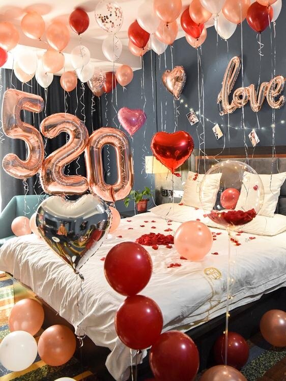 【聖誕免運】浪漫香檳色婚房結婚禮裝飾氣球創意生日求婚表白新房臥室布置用品