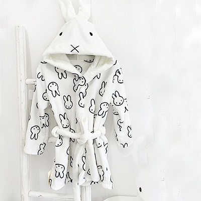 Baby unicorn 白色米菲兔法蘭絨連帽浴袍