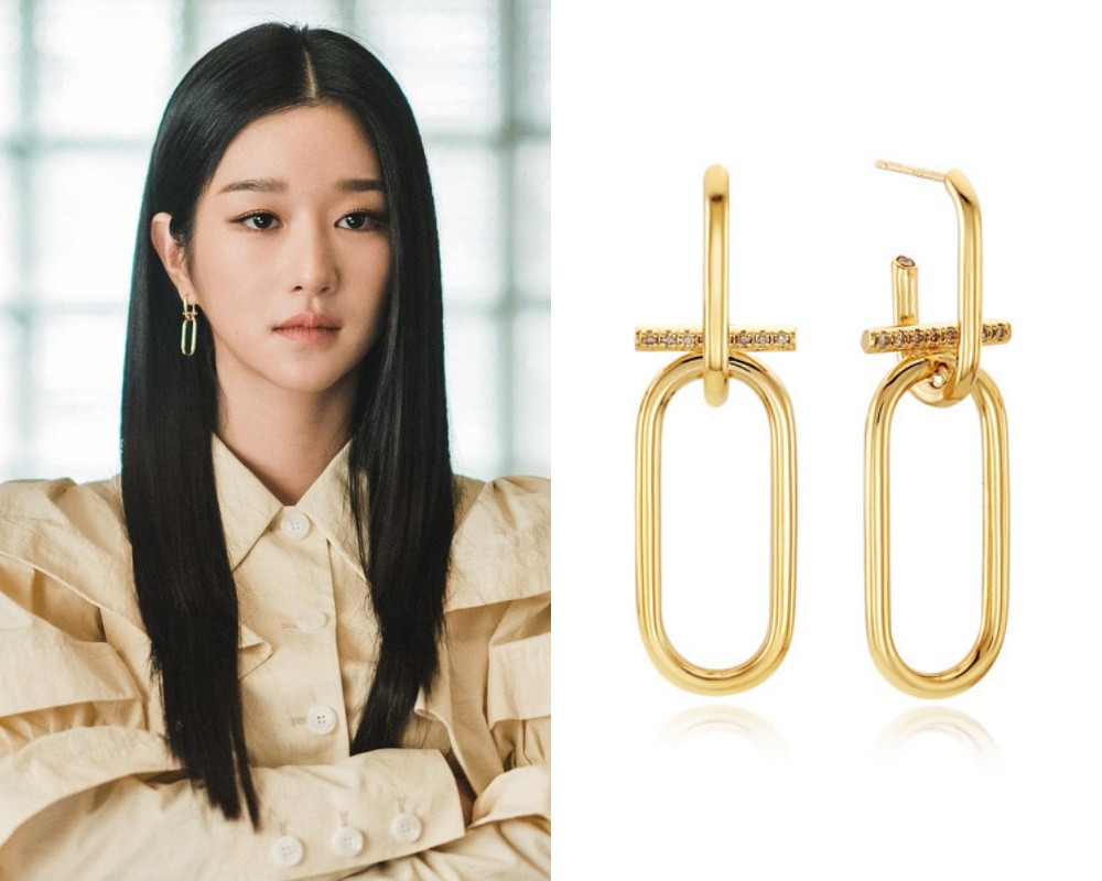 徐睿知同款飾品1：HYÈRES LOR ‎Noah's silver link earrings ₩288,000，約NT.7050