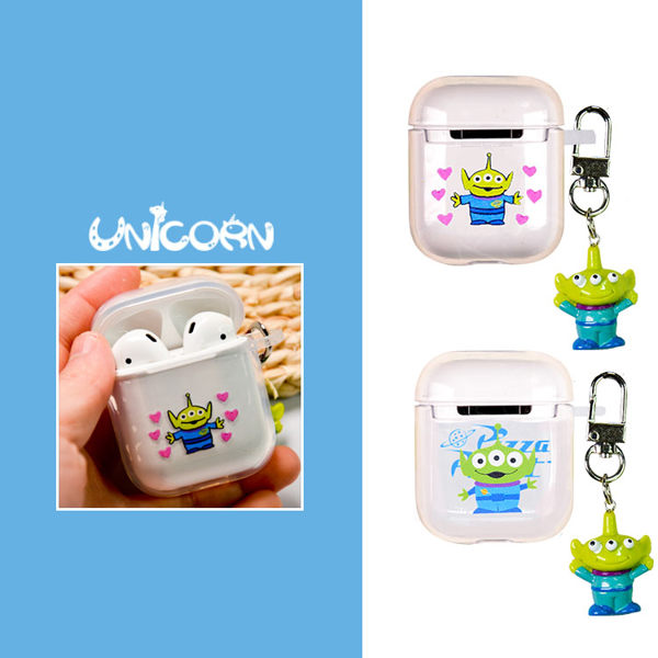 -兩款-透明三眼怪系列(附小吊飾) 蘋果AirPods專用耳機盒保護套 收納套 Unicorn手機殼