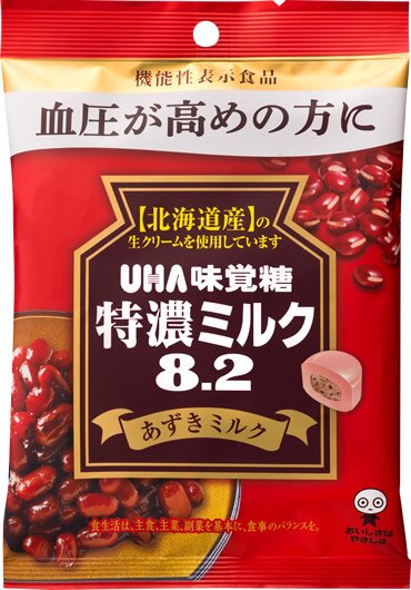 使用北海道生產的鮮奶油和德野牛奶及红豆，在糖果的中央含有碎红豆。