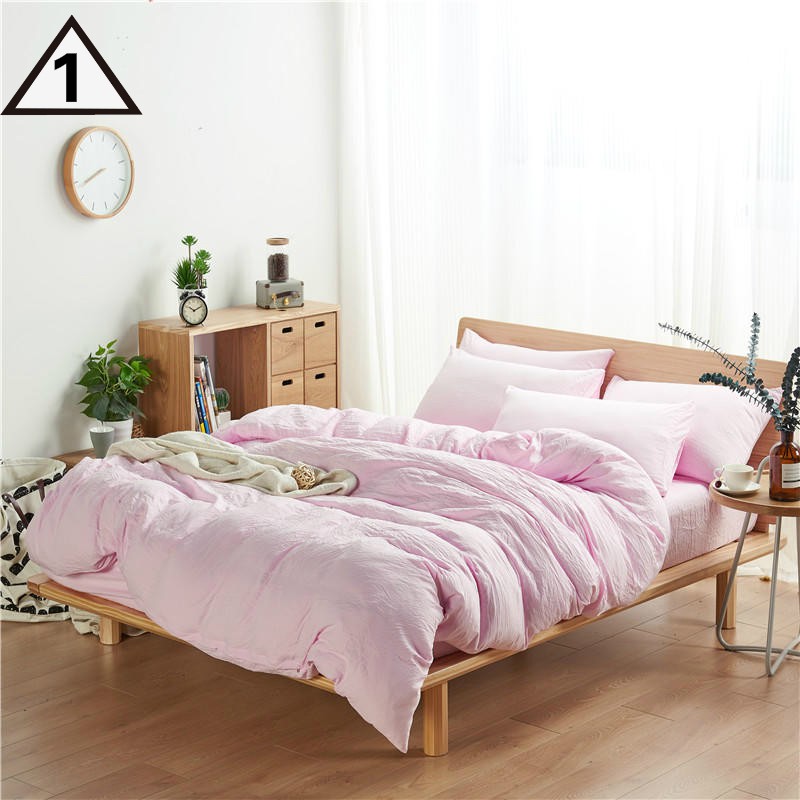 無印 良品 水洗棉日系 簡約 素色 條紋 格子 床包組 四件套 單人 四件套 雙人 加大 特大 兩用被套/可定制