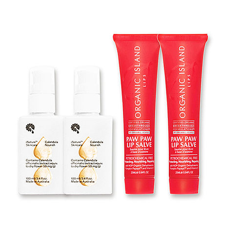 (即期品)澳洲Organic Island X iNature-保濕滋潤組-木瓜霜(25gx2)+金盞花營養霜(100mlx