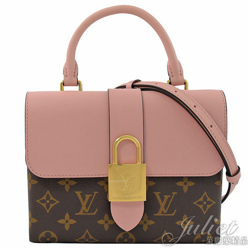 Louis Vuitton LV M44080 Locky BB 經典花紋大鎖頭手提兩用包.玫瑰粉 全新 現貨【茱麗葉精品】