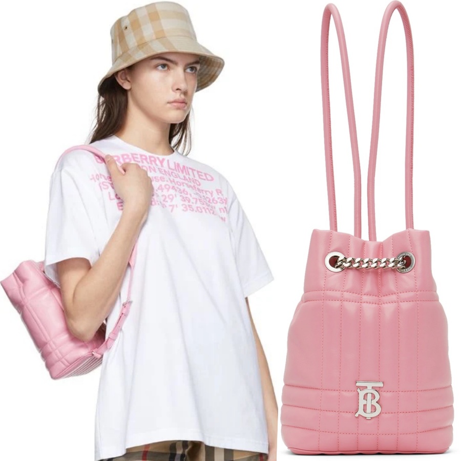 BURBERRY 粉色迷你 Lola 雙肩包