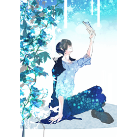 夜空の下で読書をする男子・黒髪