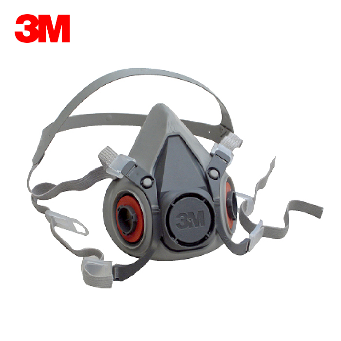 3M 6200 防毒口罩、面具、面罩 (單) 半罩式，雙罐式，配件須另購：可搭配6001濾毒罐、5N11濾棉、501濾蓋