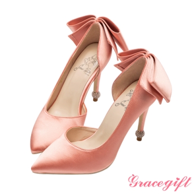 細緻緞面,質感柔細低調奢華感 立體蝴蝶結,更顯優雅出眾氣質~ 立體鑲鑽圓珠,舉手投足令人著迷