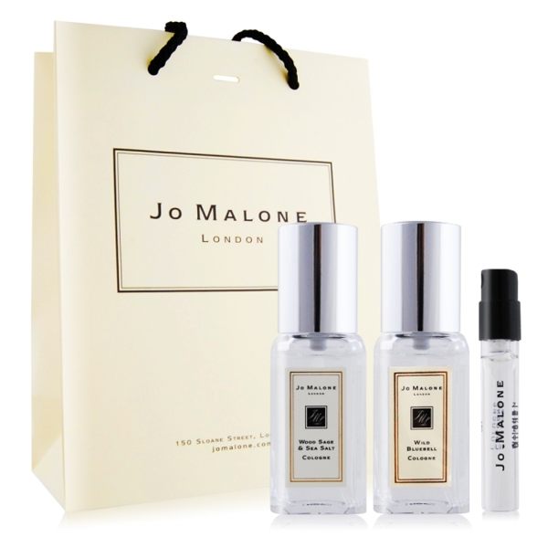 Jo Malone 鼠尾草+藍風鈴(9ml)X2+牡丹與胭紅麂絨針管香水 -贈提袋