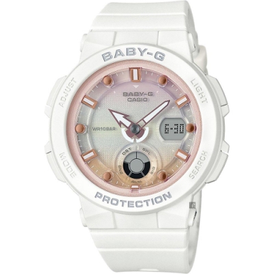 CASIO 卡西歐 Baby-G 海洋渡假 霓虹手錶-白(BGA-250-7A2)