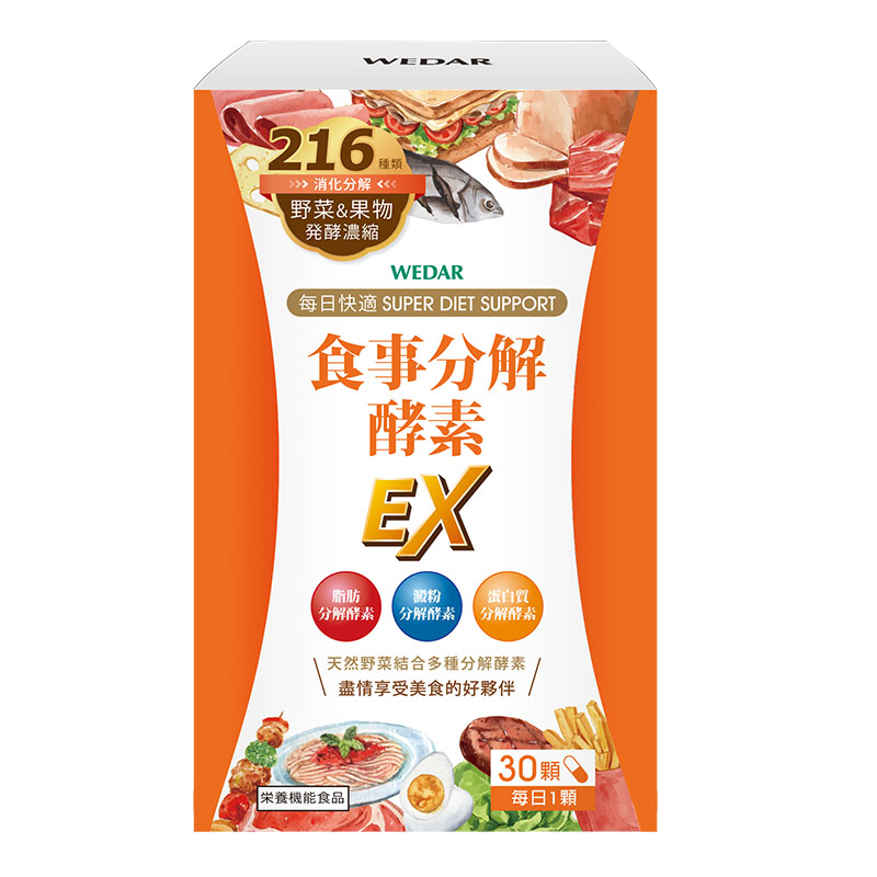 美食絕配 大餐必備，幫助食物消化分解，四大酵素，一次攻破！脂肪分解酵素、澱粉分解酵素、蛋白質分解酵素、216種野菜酵素。