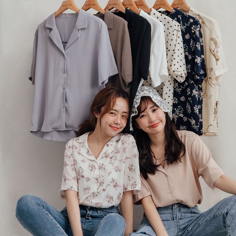 ★單件79折★原價350-79折$277★miustar 多色可選！翻領雪紡襯衫(共9色)0811 預購【nh1187】