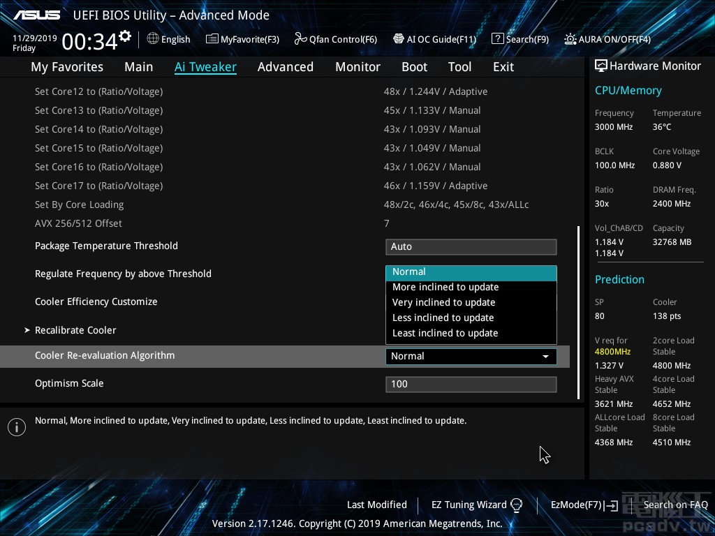 AI Overcolcking 演算法細部項目，玩家也可以於 Ai Tweaker＞AI Features 頁面自行調整。