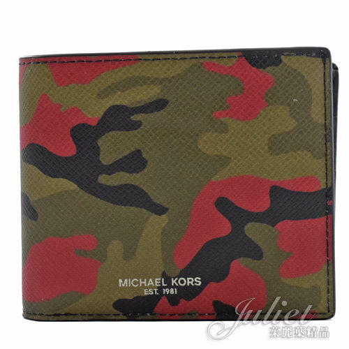 茱麗葉精品【全新現貨】MICHAEL KORS KENT 迷彩 附活動夾短夾.綠