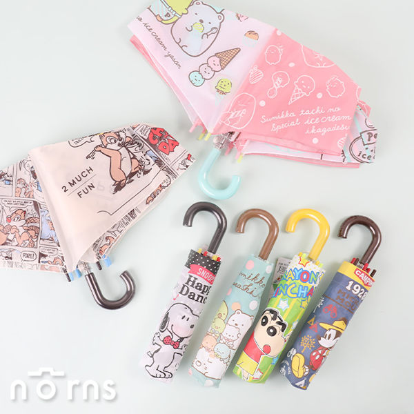 【日貨彎把摺疊傘P2】Norns 輕量雨傘 日本迪士尼折傘Snoopy 角落生物 蠟筆小新 奇奇蒂蒂