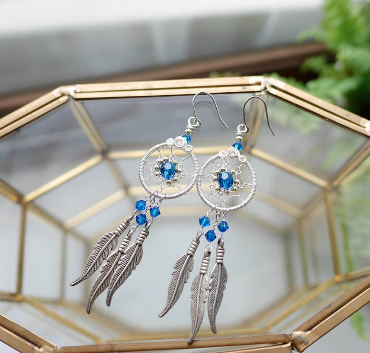 金牛座：DODOWU訂製首飾 天然水晶捕夢網耳環