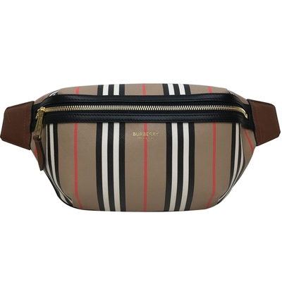 BURBERRY PVC 格紋胸口腰包 (焦糖色)