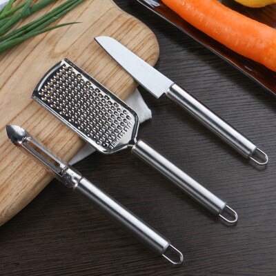美麗大街【BF478E3】不銹鋼削皮套裝水果刀刨絲刀切片削皮器切菜刀瓜果刀