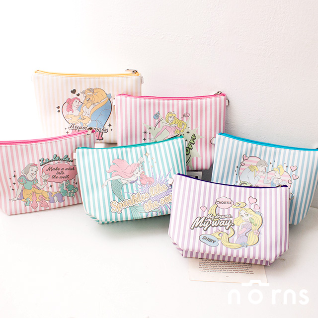 【迪士尼淡彩公主側背化妝包】Norns 贈送金鍊條背帶 肩背包 斜背包 側背包 小美人魚 長髮公主 美女與野獸 白雪公主 仙度瑞拉