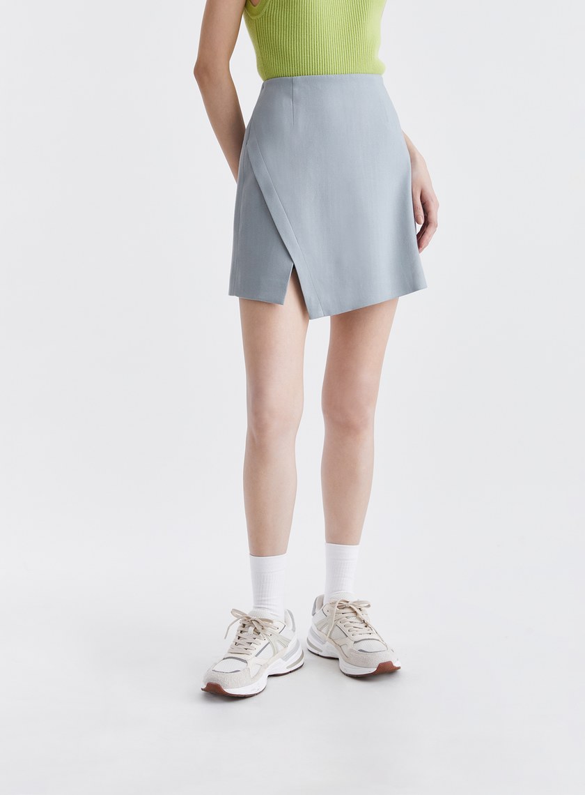 經典復古人字紋開衩短裙