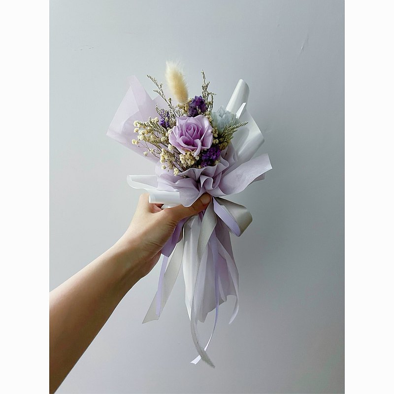 浪漫粉紫永生玫瑰花束 單支玫瑰花束 畢業花束 進場小物 婚禮小物