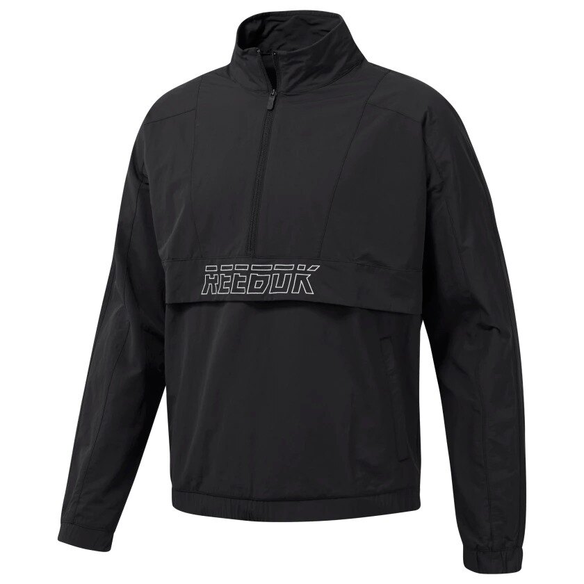 REEBOK MEET YOU THERE WOVEN 1/2 ZIP 男裝 外套 慢跑 訓練 風衣 舒適 透氣 黑【運動世界】EC0818