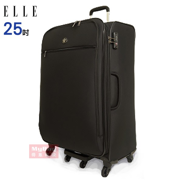 ELLE 行李箱 70周年紀念款 25吋 黑 商務防盜超輕大容量購物旅行箱 高單寧防潑水耐磨布料箱身輕量化，商務、購物旅行更輕鬆25吋、29吋加大空間設計(附伸縮加大輪)