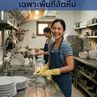 หางานร้านอาหาร  เด็กเสิร์ฟ ล้างจาน แม่บ้านพาร์ทไทม์/รายวัน