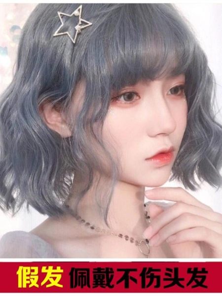 抖音網紅中長假髮女蛋捲空氣劉海短髮蓬鬆自然齊肩時尚修臉鎖骨髮【快速出貨】