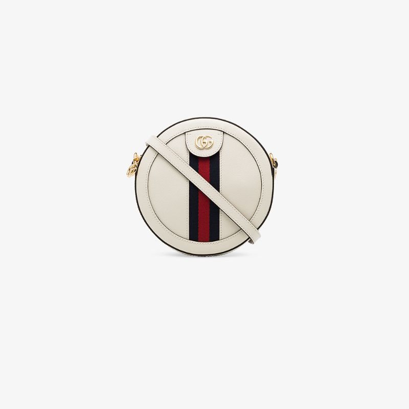 Gucci Womens White Ophidia Mini Round Shoulder Bag