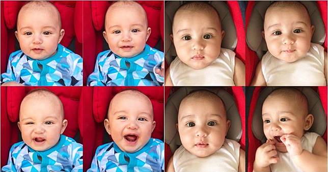 10 Aksi lucu baby Xaquil, anak Alessia Cestaro yang punya mata indah