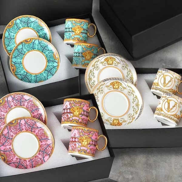 范家茶杯咖啡杯碟情侶款杯子潮牌新款套裝金人頭創意個性禮品禮盒 全館免運