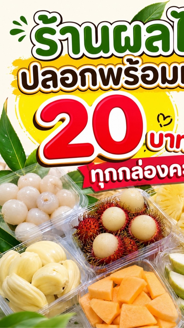 เงาะ  ลำไย แคนตาลูป  กล่องละ20 ปลอกพร้อมทาน 🍑🍒🍎🍌🍅🍋