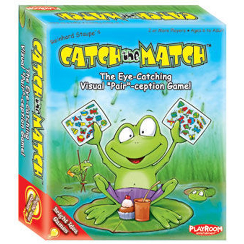 青蛙配對Catch the Match每一樣物品都有二種顏色，二種顏色有不同的組合，有時泰迪熊是黃-綠色或紅-藍色搭配，但任二張牌一定會有相同的顏色，你發現了嗎？讓孩子學習： (1)反應能力 (2)觀