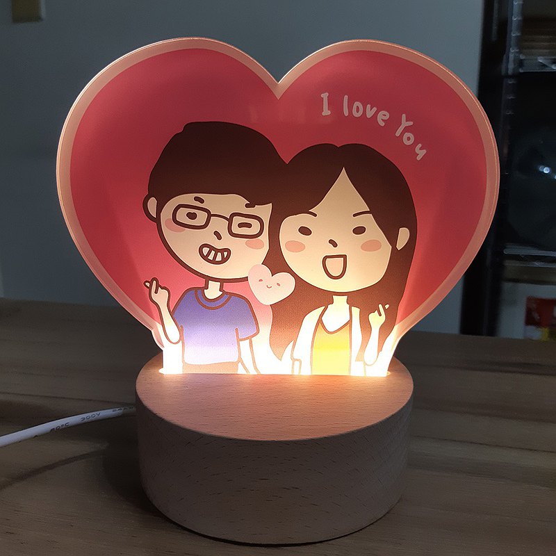 【客製化禮物】客製化手繪Q版壓克力LED夜燈 可愛療癒桌燈