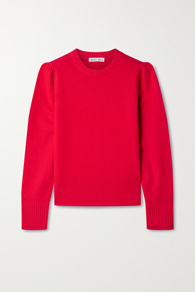 红色美利奴羊毛和羊绒混纺面料 - 套穿款 - 90% 美利奴羊毛，10% 羊绒 - 手洗 - Alex Mill 这款 