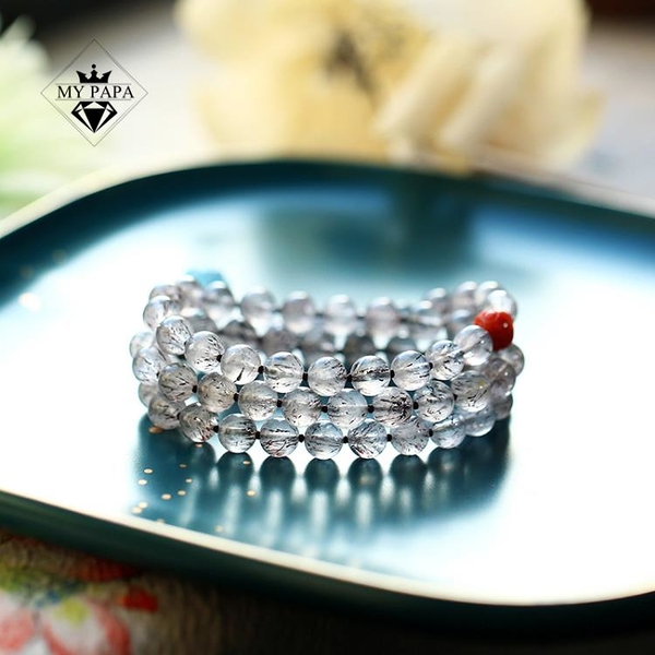 水晶彩寶收藏料干骨黑加侖草莓晶多圈手鍊手串禮物