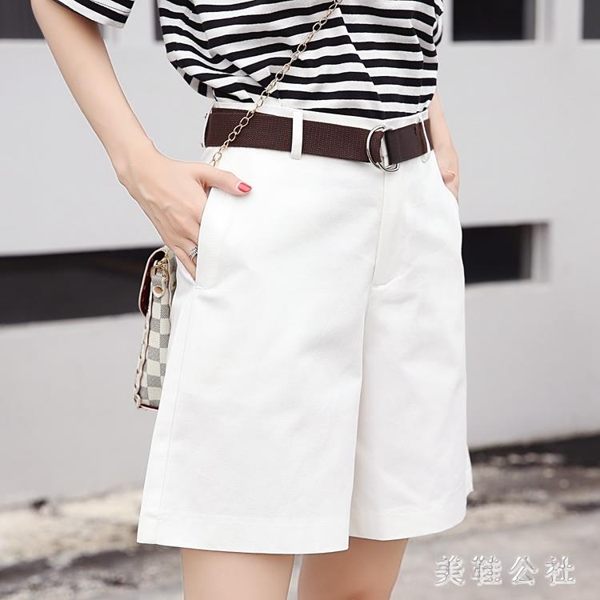 短褲女夏2019新款韓版高腰寬鬆闊腿褲休閒百搭薄款五分褲女 aj16387【美鞋公社】