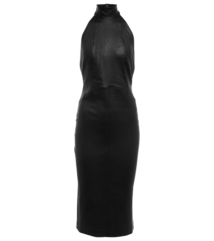 Victoria halterneck leather dress