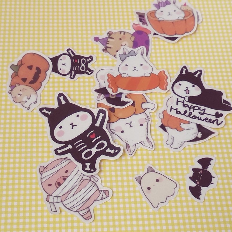 大白兔萬聖派對 小小透明貼紙 / 18枚入