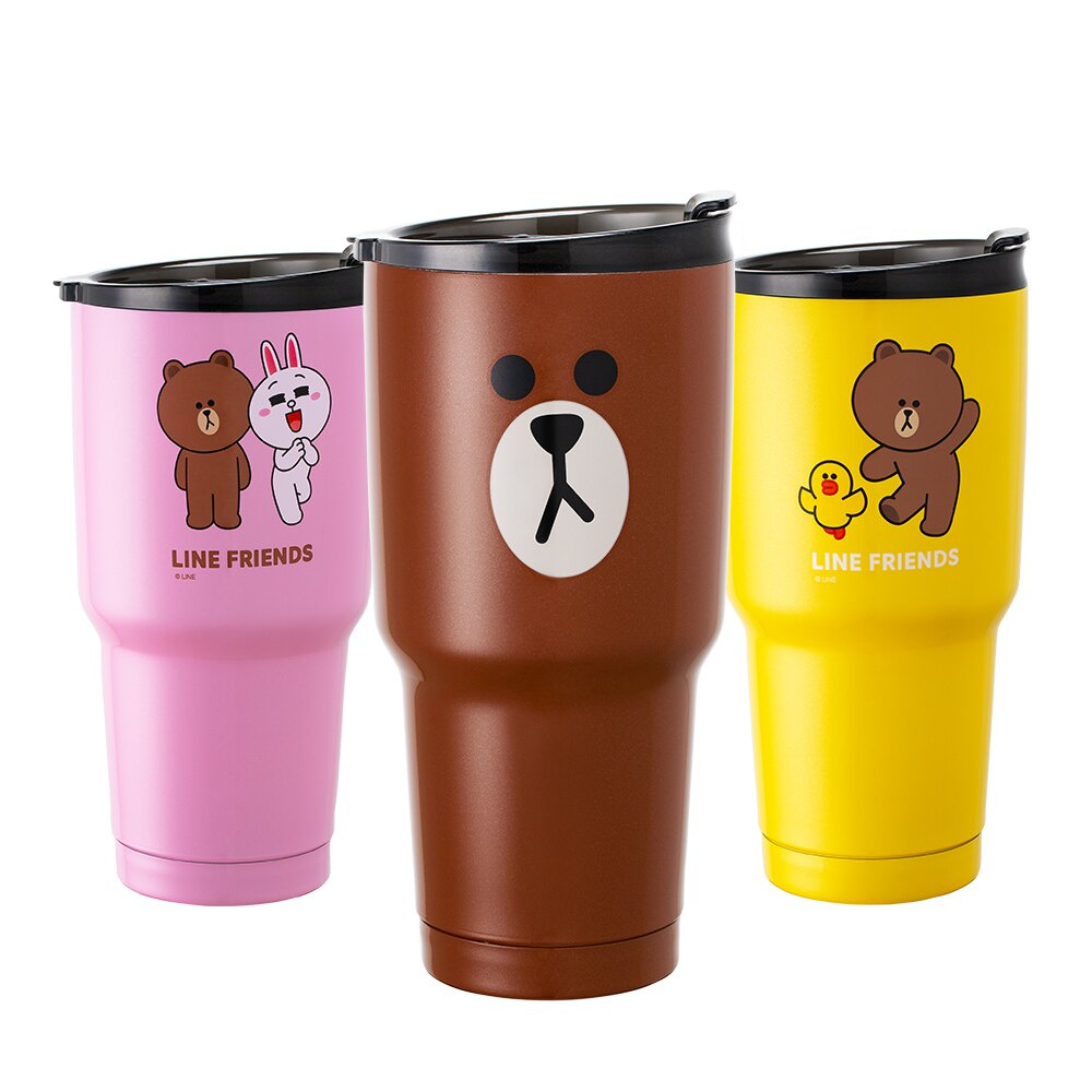 【兩入購買，單入只要↙$549】 LINE Friends 陶瓷不鏽鋼保冰杯 真空保溫杯 冰霸杯 900ML 熊大 兔兔 莎莉 正版授權 304不鏽鋼