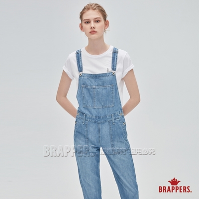 BRAPPERS 女款 Boy Friend系列-中腰全棉吊帶長褲-淺藍