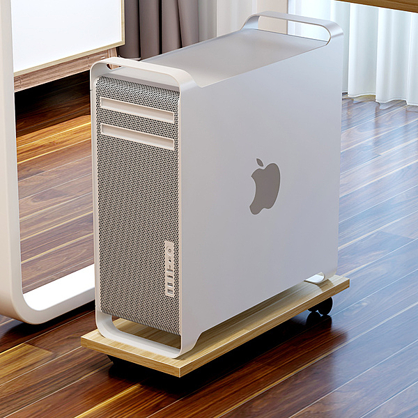 可移動滑輪台式電腦主機托架木質托盤機箱架底座象牙白色托移